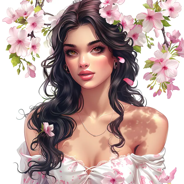 Girl with Cherry Blossoms