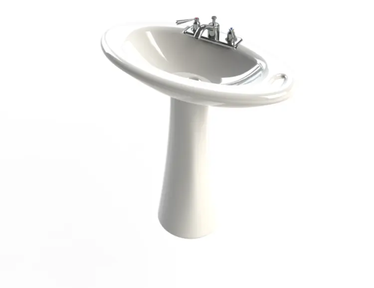 White Pedestal Sink with Faucet