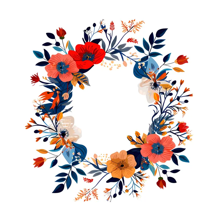 Colorful Floral Frame with Red and Orange Flowers