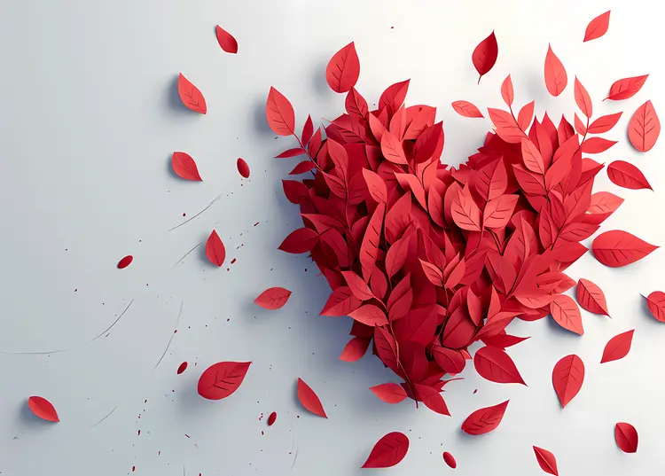 Heart Made of Red Leaves
