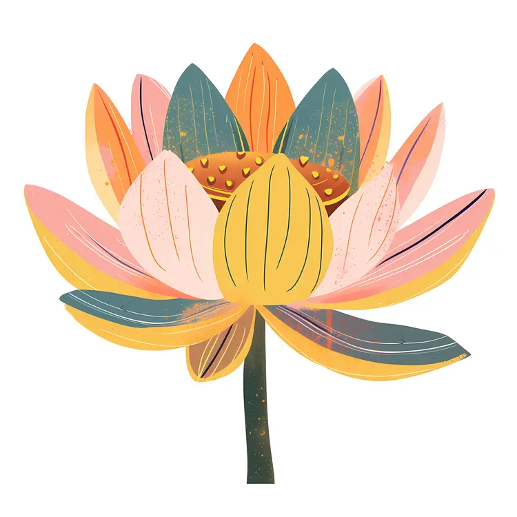Artistic Lotus Flower with Yellow and Pink Petals