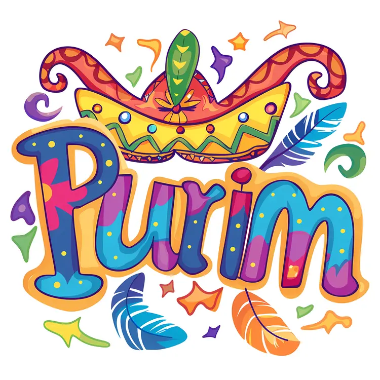Colorful Purim Text with Hat