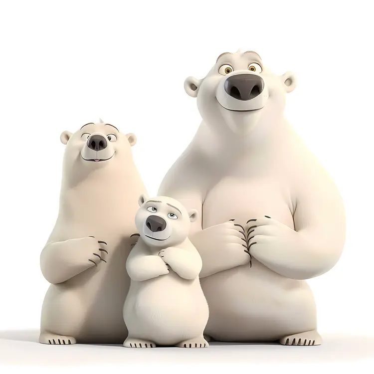 Cute Polar Bear Family Cartoon