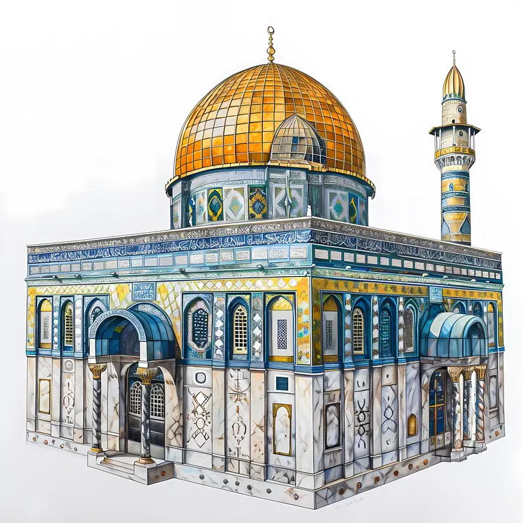 Golden Dome Mosque with Minaret