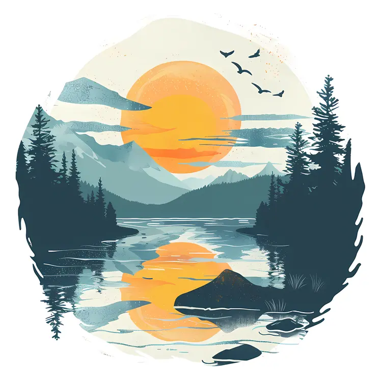 Serene Mountain Lake at Sunset