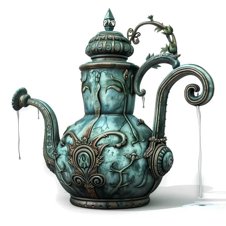 Ornate Antique Teapot with Intricate Design