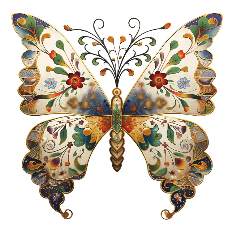 Floral Butterfly with Colorful Designs