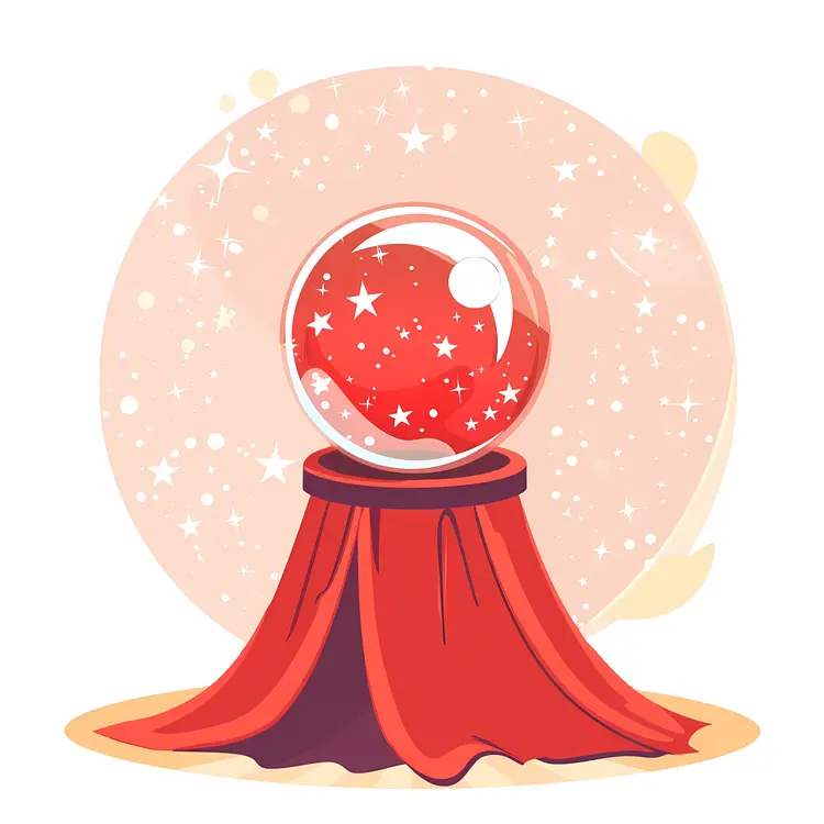 Crystal Ball with Red Cloth and Stars
