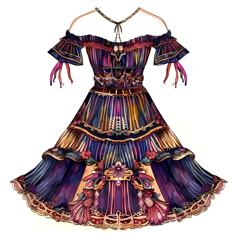 Elegant Off-Shoulder Purple Dress