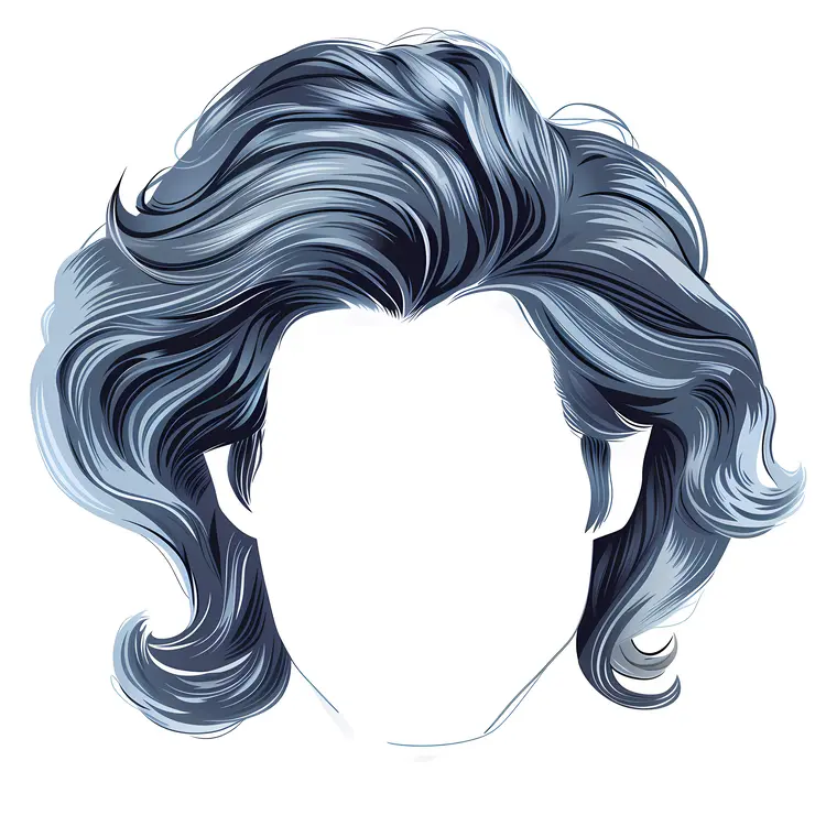 Blue Wavy Hair Illustration