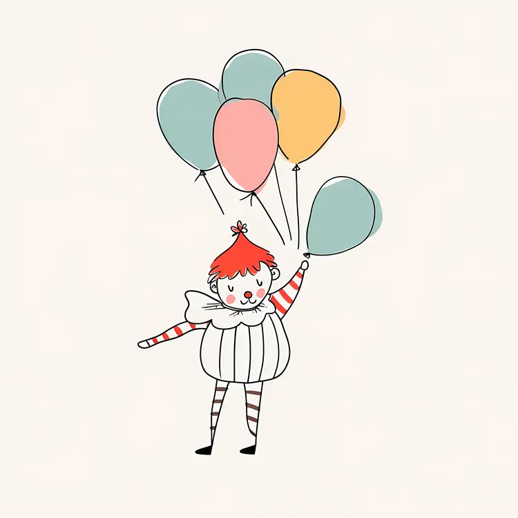 Adorable Clown Holding Balloons