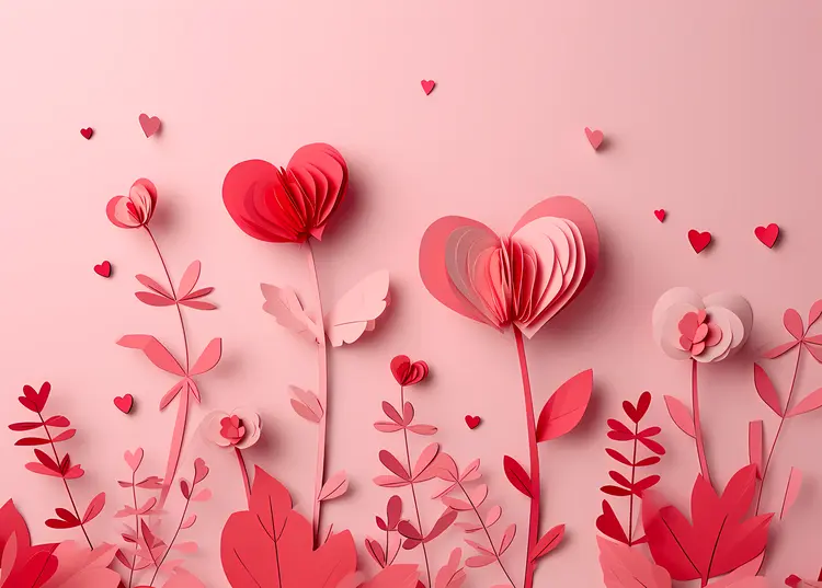 Hearts and Flowers in Pink