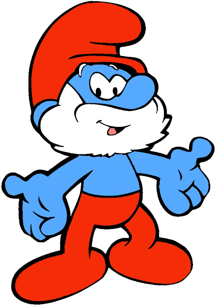 Blue Cartoon Character with Red Hat and Beard