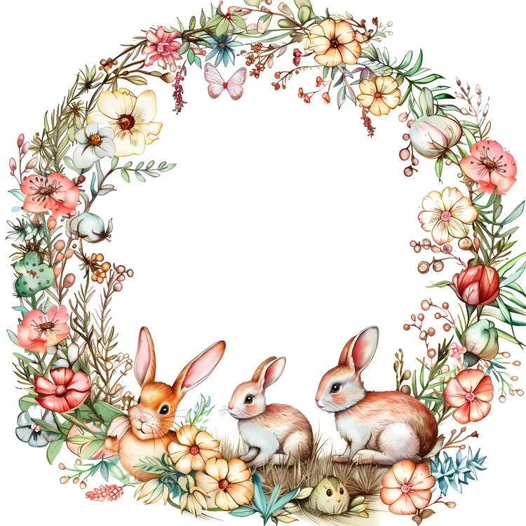 Bunny and Floral Wreath