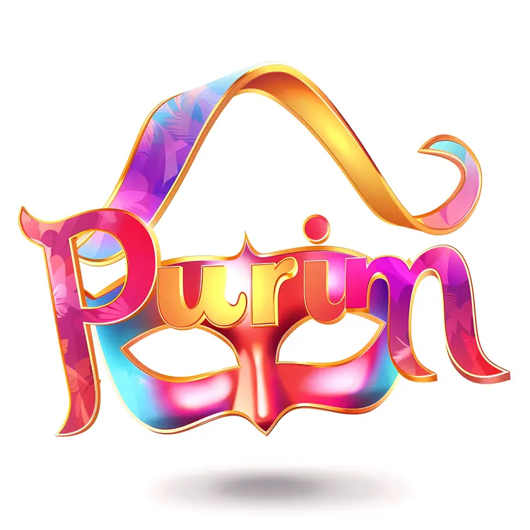Purim Text with Mask and Ribbon
