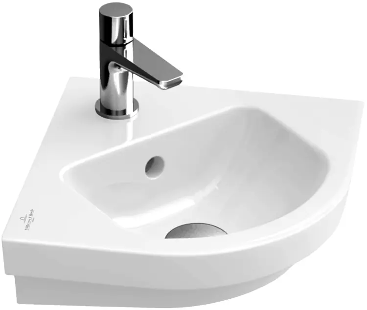 White Corner Sink with Faucet