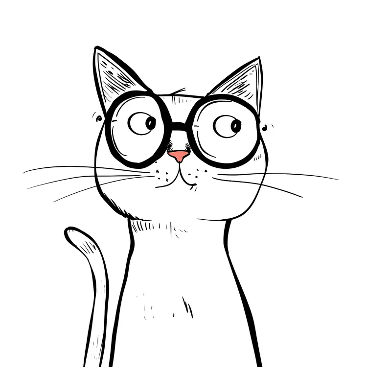 Cat with Glasses Illustration