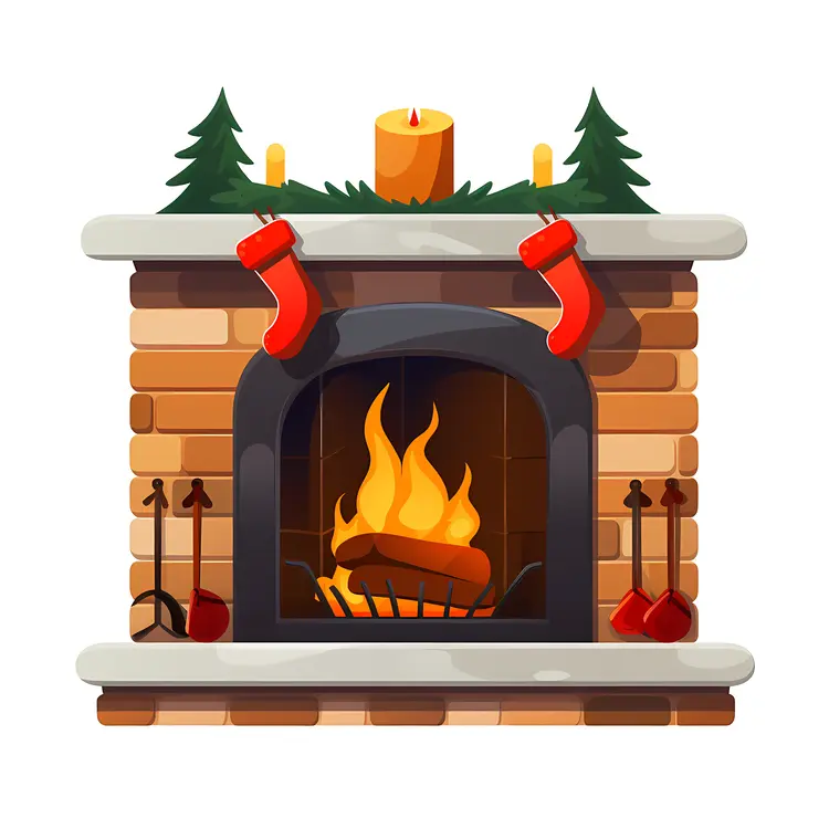 Cozy Fireplace with Christmas Stockings