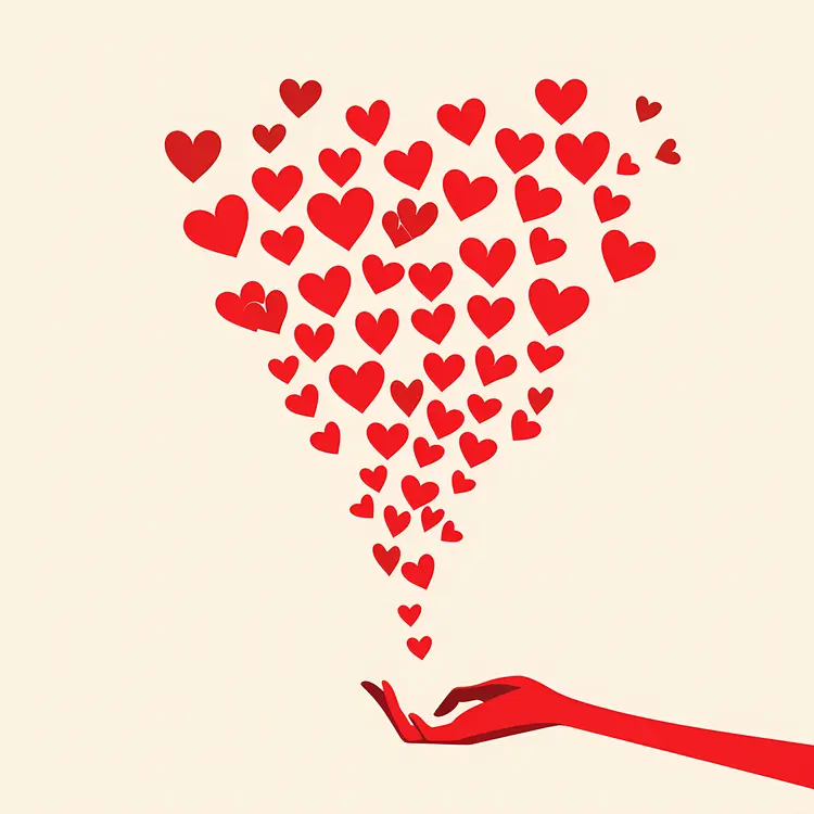 Hand Releasing Red Hearts