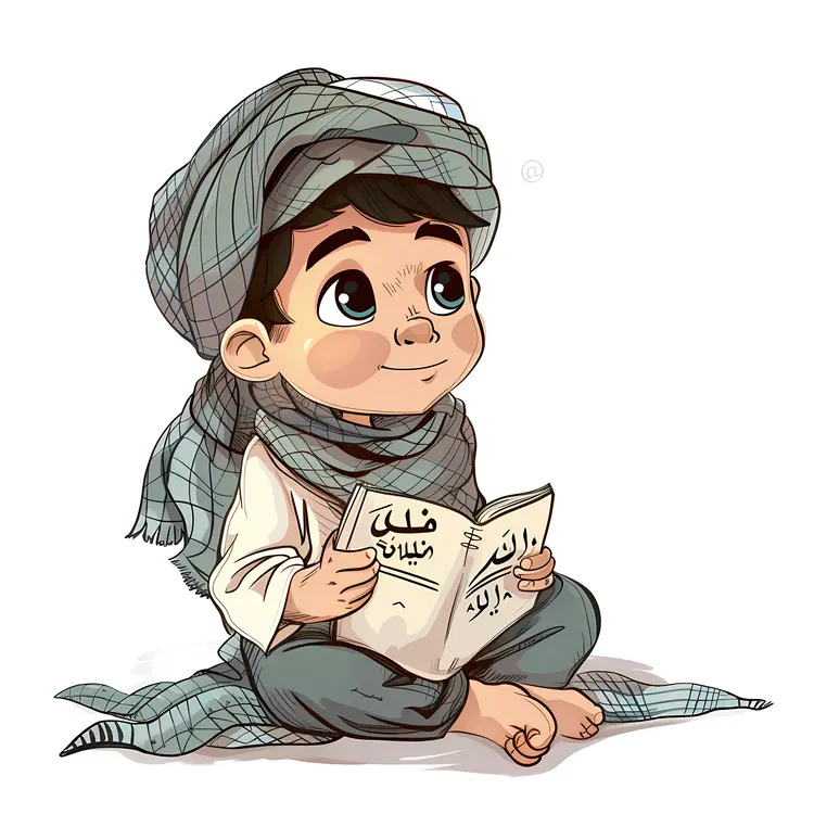 Cartoon Boy Reading a Book