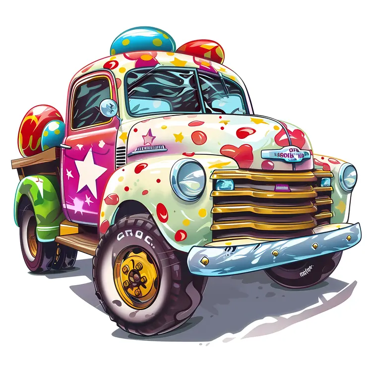 Polka Dot Truck with Easter Eggs