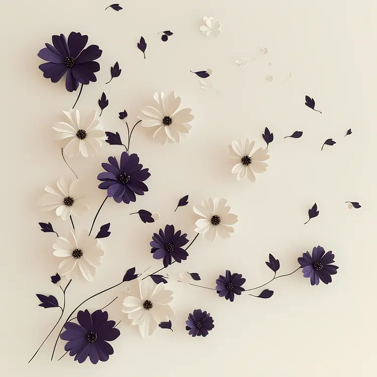 Beautiful Purple and White Paper Flowers