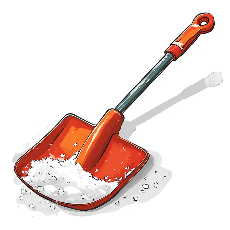 Red Snow Shovel with Snow