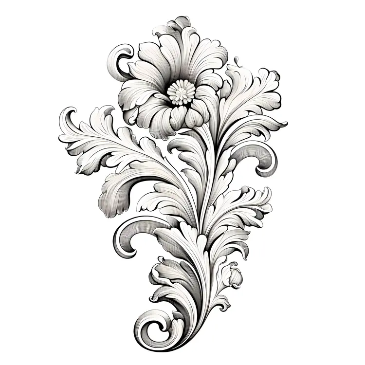 Elegant Black and White Floral Ornament
