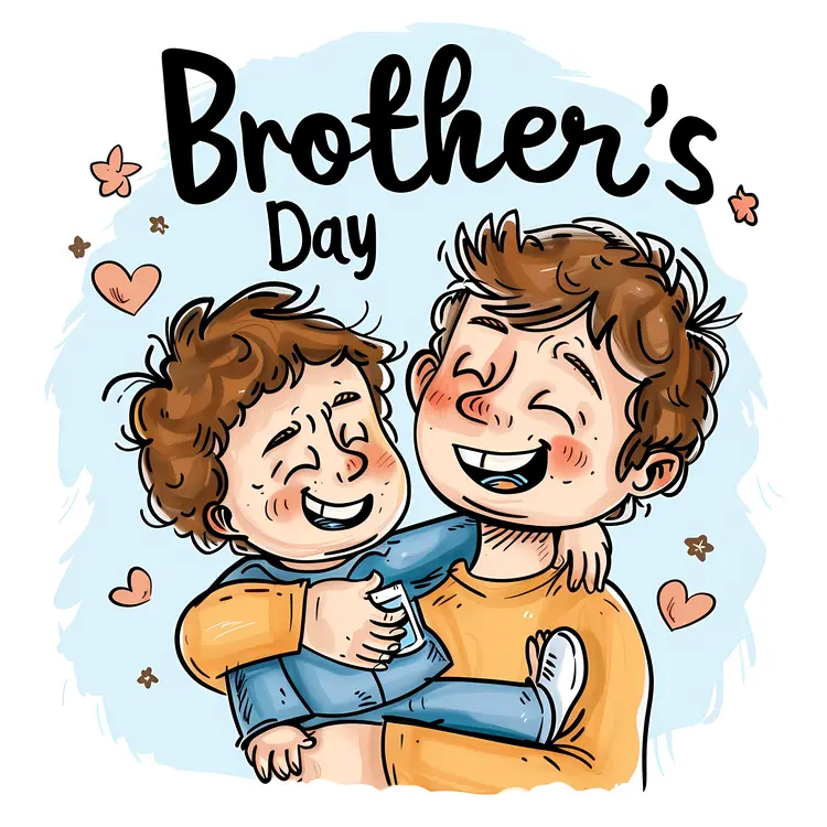 Cartoon Brothers Smiling for Brother's Day