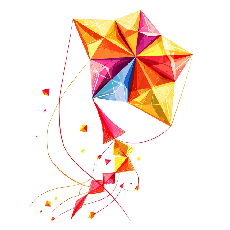 Colorful Kite with Flowing Ribbons