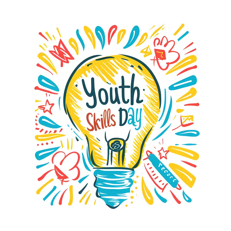 Youth Skills Day Light Bulb Illustration