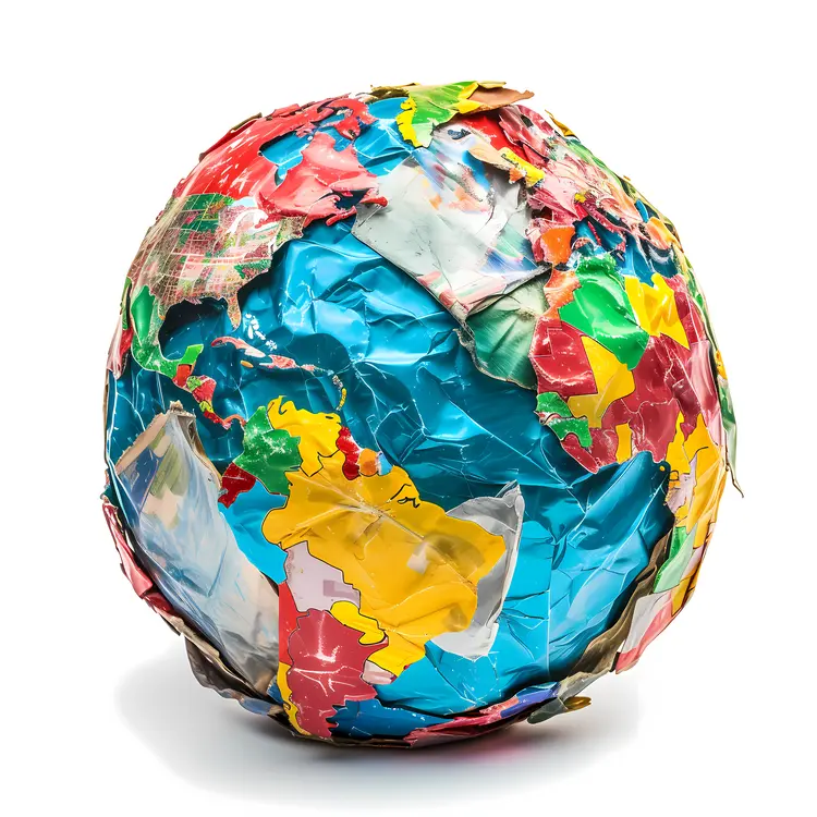 Crumpled Paper Earth Globe