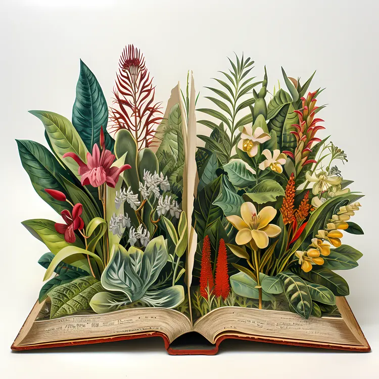 Open Book with Colorful Flowers
