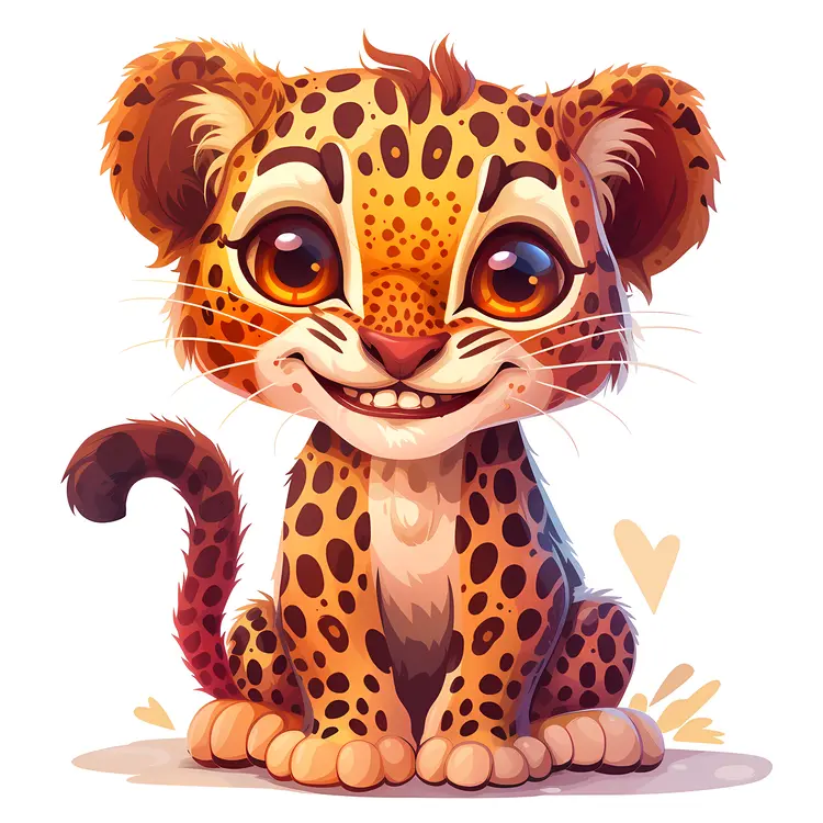 Smiling Leopard Cub with Big Eyes