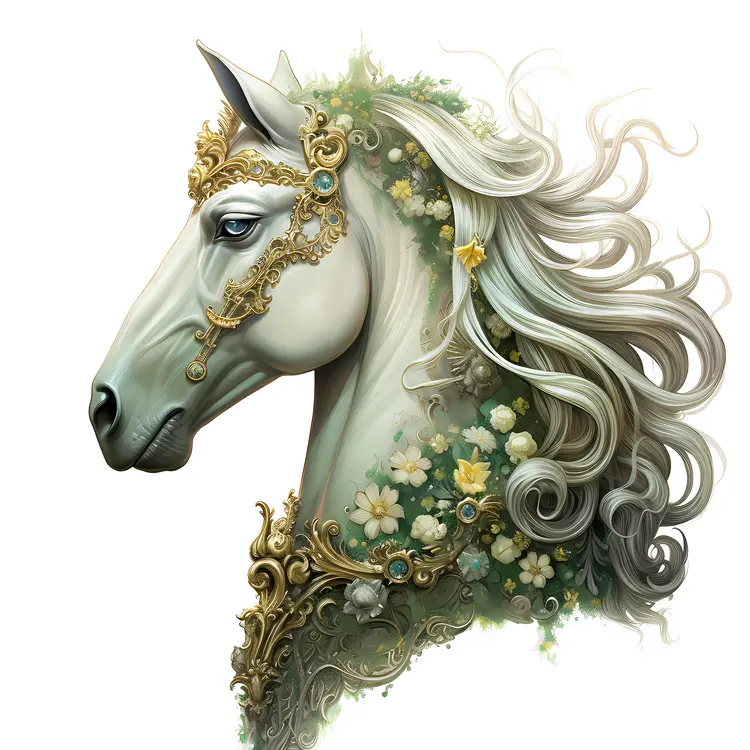 Elegant White Horse with Floral Decorations