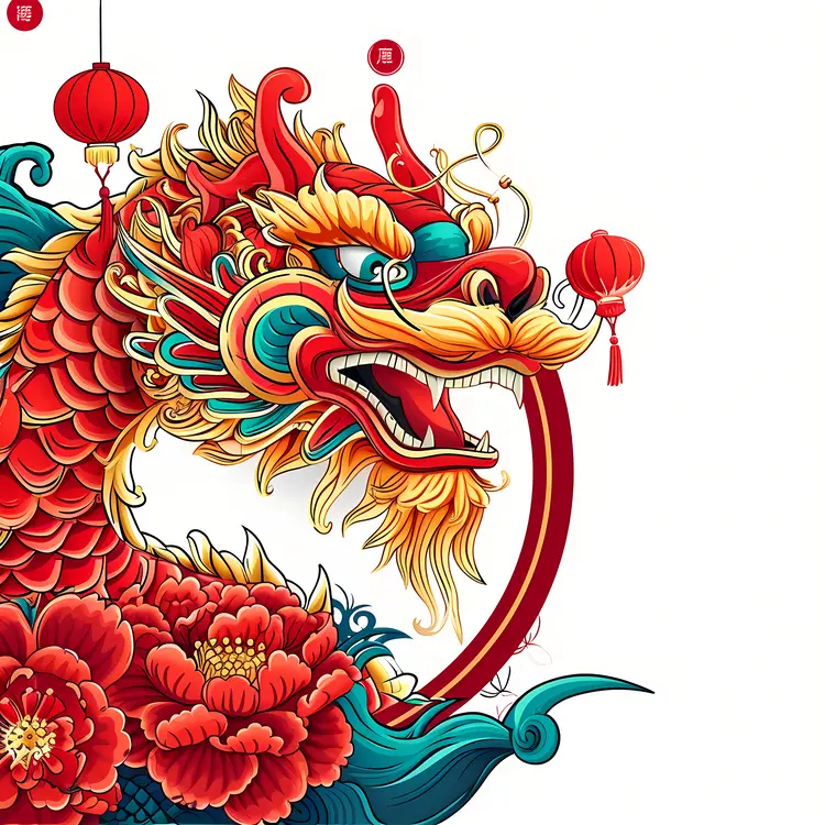 Dragon Head and Lanterns for Chinese New Year