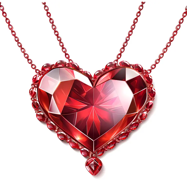Beautiful Red Heart Necklace with Beaded Chain