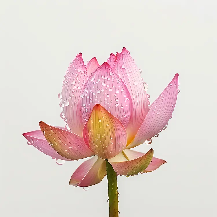 Pink Lotus Flower with Water Droplets