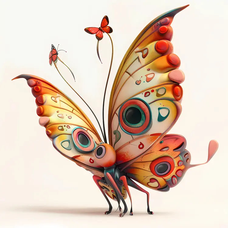 Artistic Butterfly with Small Butterflies