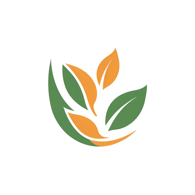 Abstract Green and Orange Leaves Logo