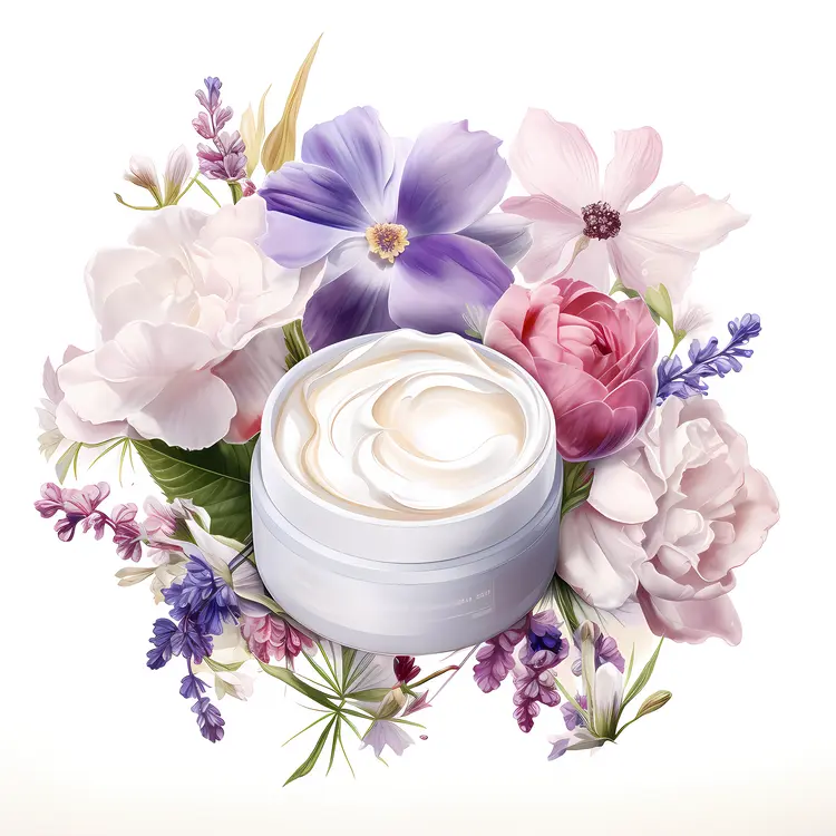 Cream Jar with Colorful Flowers