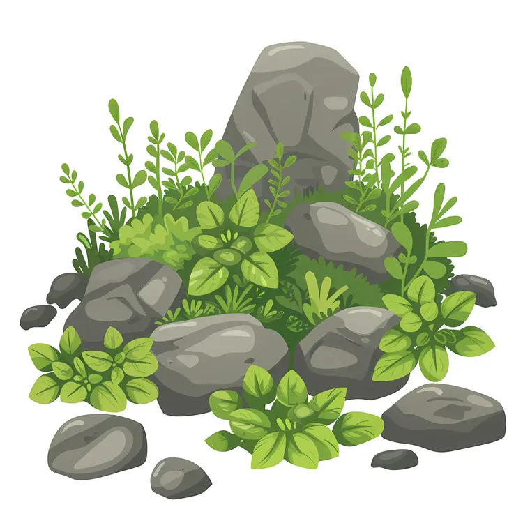 Rocks Surrounded by Green Plants