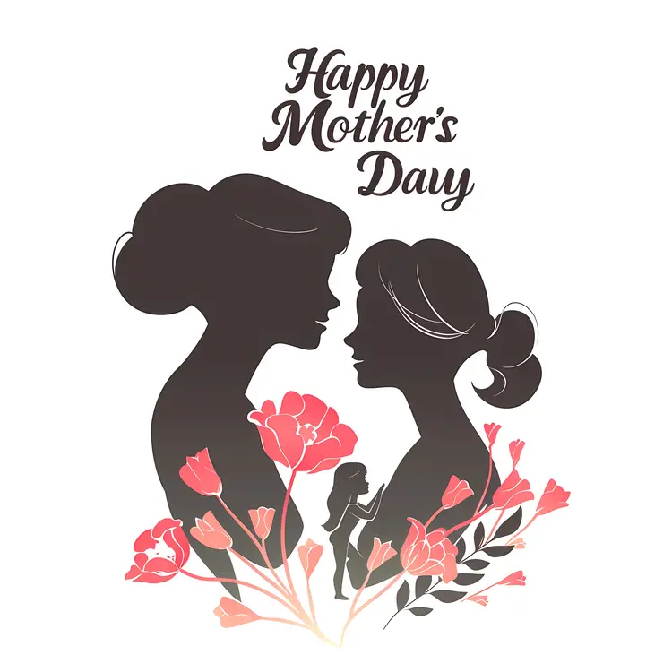 Silhouette of Mother and Child for Mother's Day
