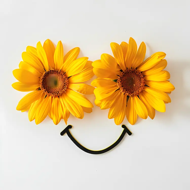 Smiley Face with Sunflower Eyes