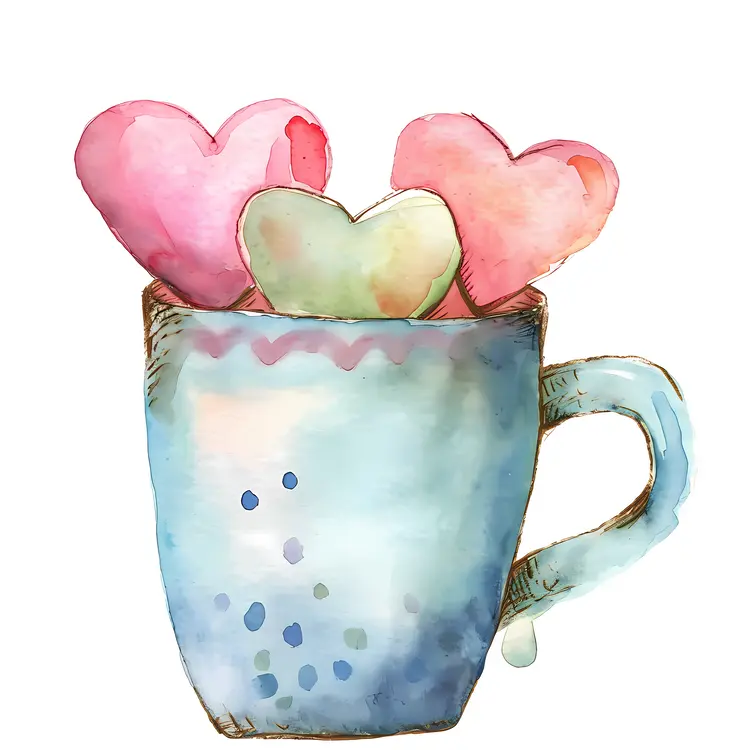 Cup with pastel hearts