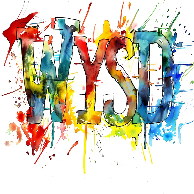 Colorful WYSD Text with Paint Splashes