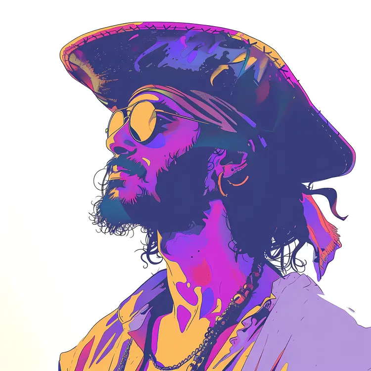 Man with Hat in Vibrant Colors
