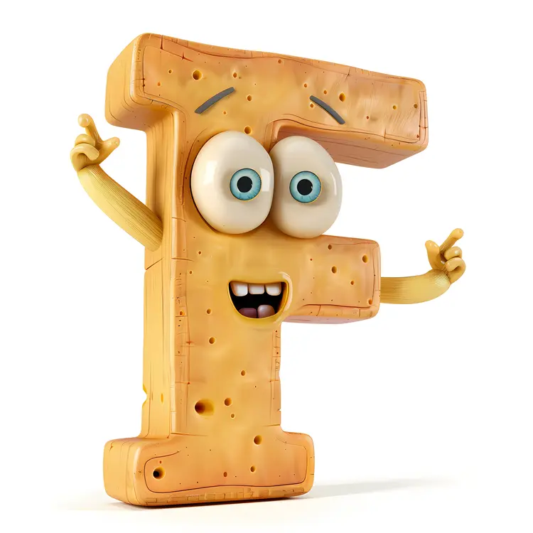 Cheese Letter F Cartoon Character