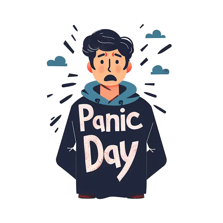 Cartoon Panic Day Text with Face