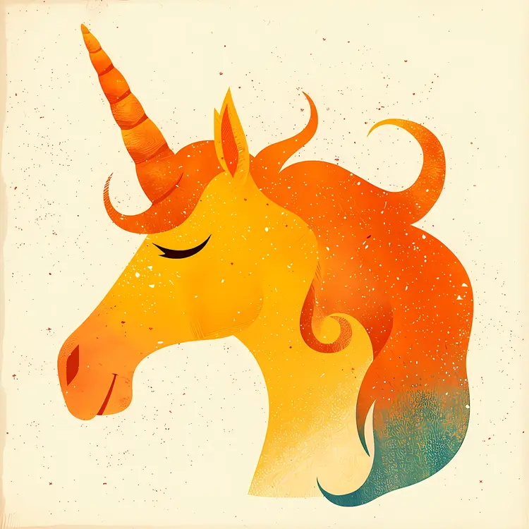 Orange Unicorn Illustration